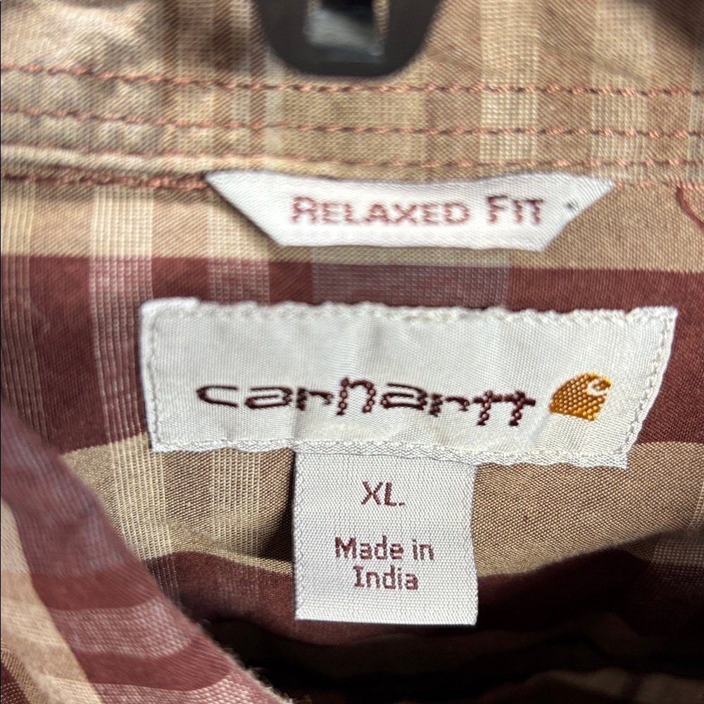 Carhartt relaxed fit  full button down Plaid long sleeve Shirt  double pocket XL - Picture 6 of 10